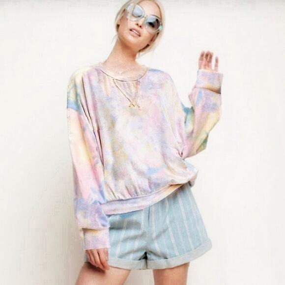 Young Fabulous & Broke Juliette Pastel Tie Dye Relaxed Pullover Size XS - Picture 3 of 12